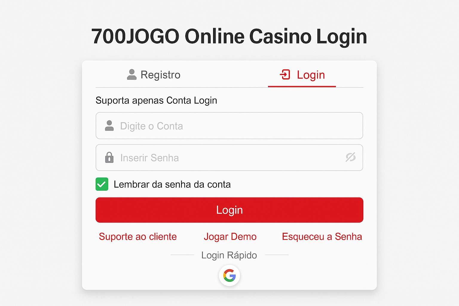 Login no Cassino 700JOGO